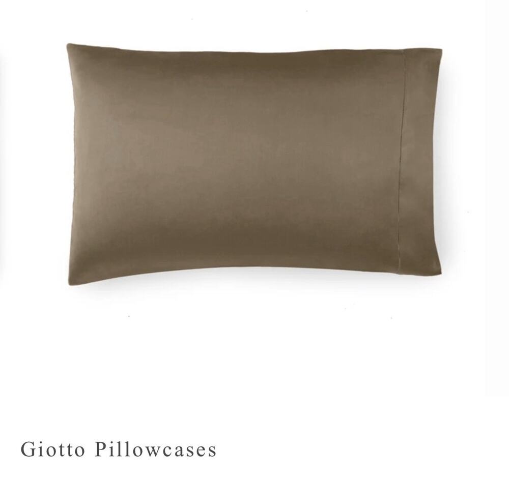 Sferra Giotto 734 100% Long Staple Cotton Sateen KING Pillowcases Dark Khaki